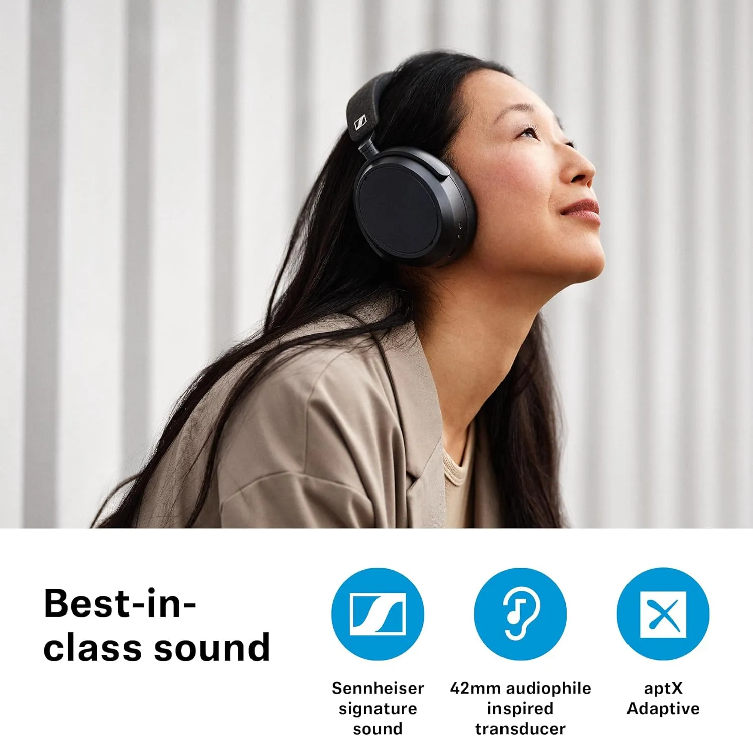 Sennheiser Momentum 4 Wireless Headphones – Bluetooth, Adaptive Noise Cancellation, Crystal-Clear Calls, 60-Hour Battery, Customizable Sound, Lightweight Folding Design, White