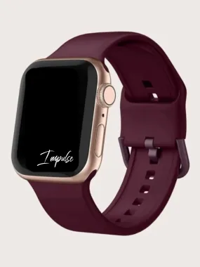 Silicone Plain Watch Band - Burgundy