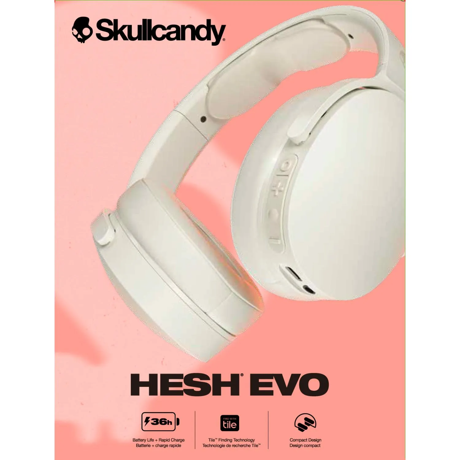 Skullcandy Hesh® Evo Wireless Headphones - Bone/Orange (S6HVW-S951)