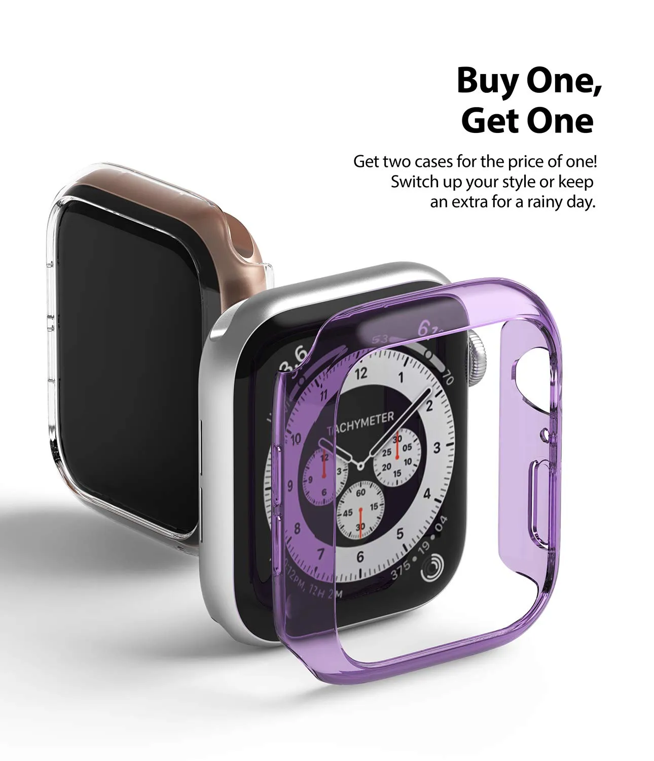 Slim Case Compatible with Apple Watch Series 6 / 5 / 4 / SE 40mm - Clear & Purple (2 Pack)