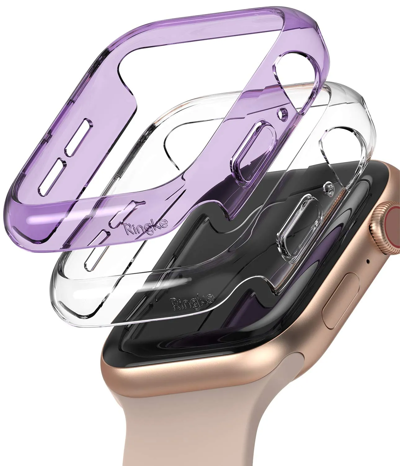 Slim Case Compatible with Apple Watch Series 6 / 5 / 4 / SE 40mm - Clear & Purple (2 Pack)