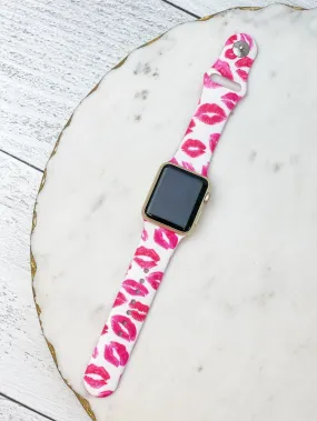 Smooches Printed Silicone Watch Band - S/M White