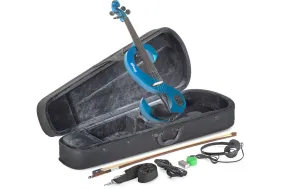 Stagg 4/4 S-shaped Metallic Blue Electric Violin Set