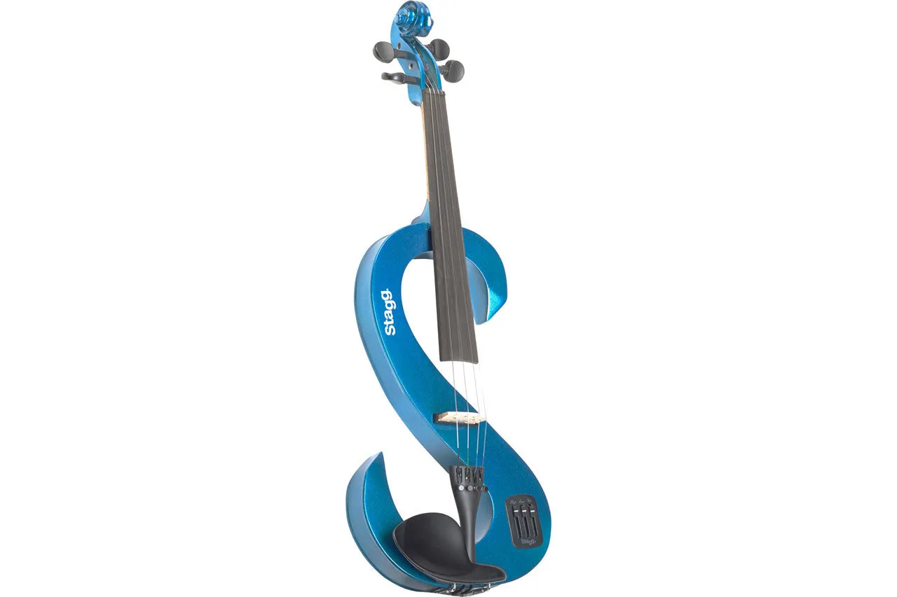 Stagg 4/4 S-shaped Metallic Blue Electric Violin Set