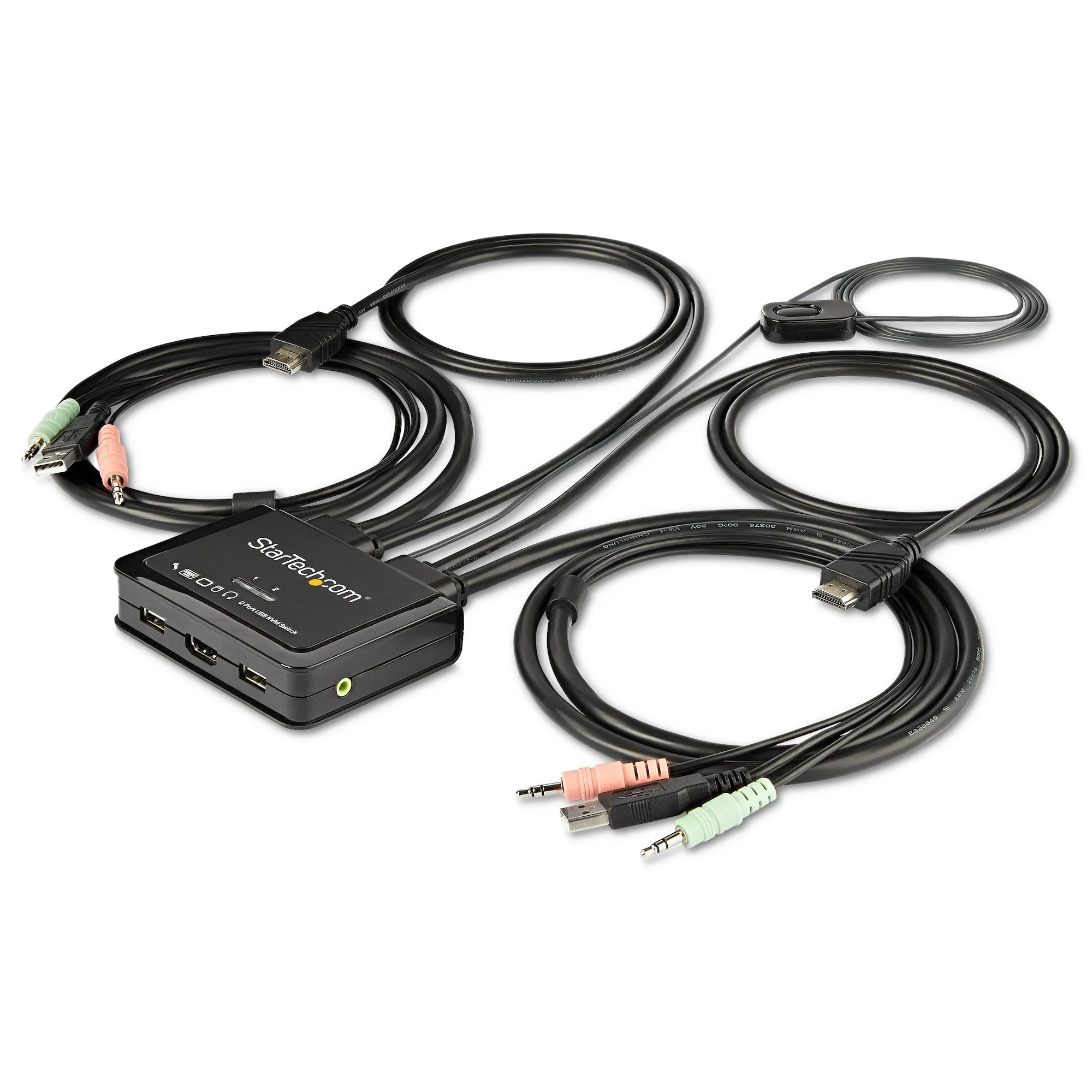 Startech.Com 2 Port Hdmi Kvm Switch - 4K 60Hz - Compact Uhd Hdmi Usb Kvm Switch With 4Ft Cables & Audio - Bus Powered &