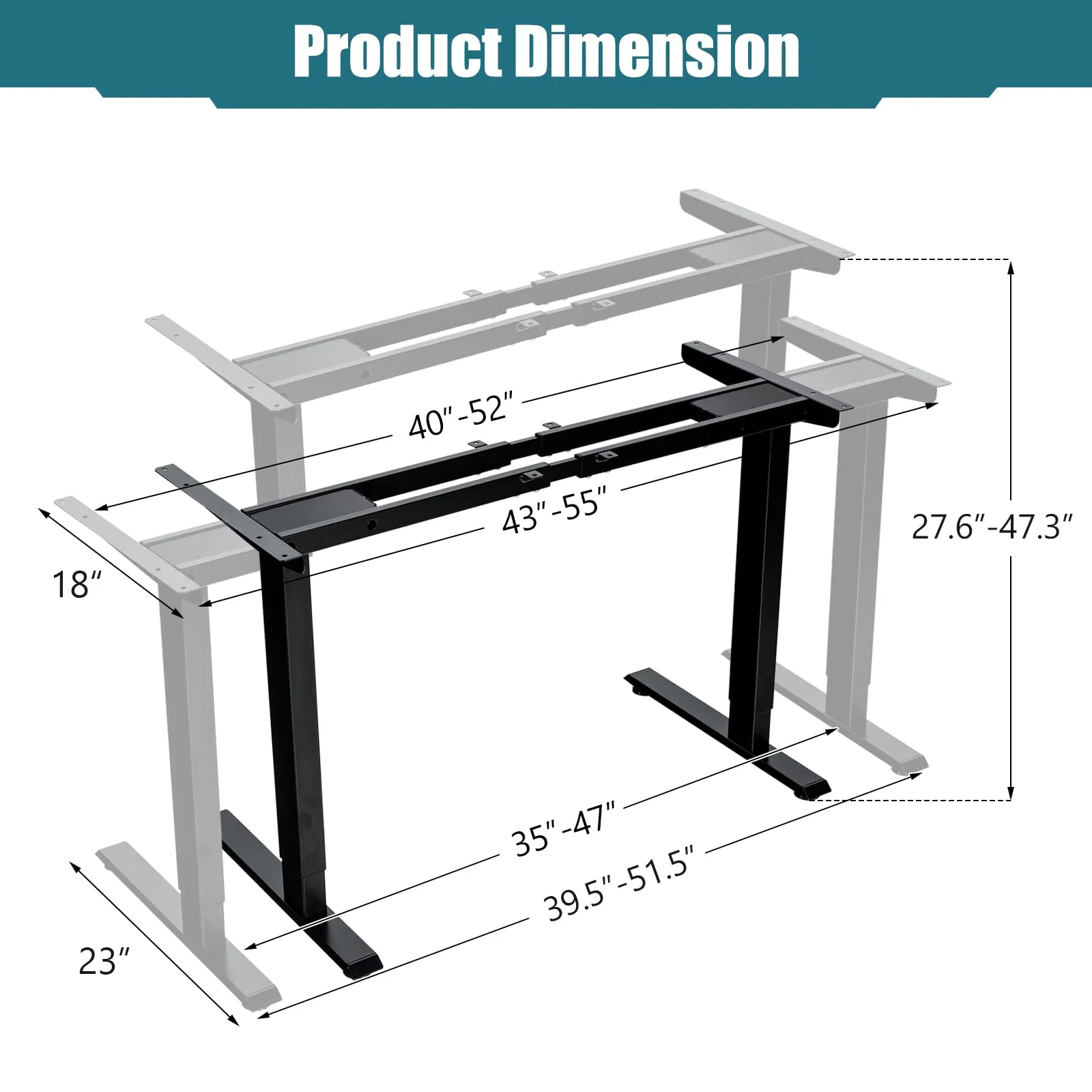 Tangkula Dual Motor Standing Desk Frame, Electric Sit Stand Up Desk Base