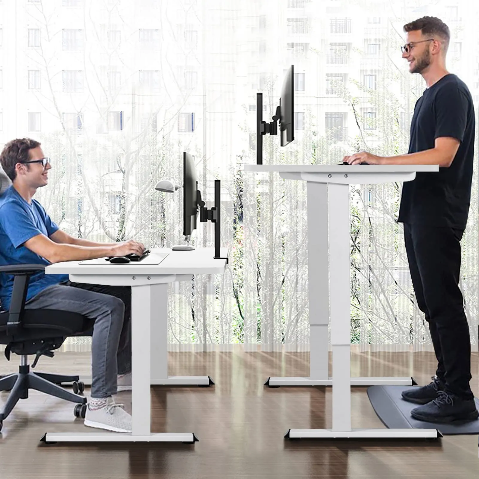 Tangkula Dual Motor Standing Desk Frame, Electric Sit Stand Up Desk Base