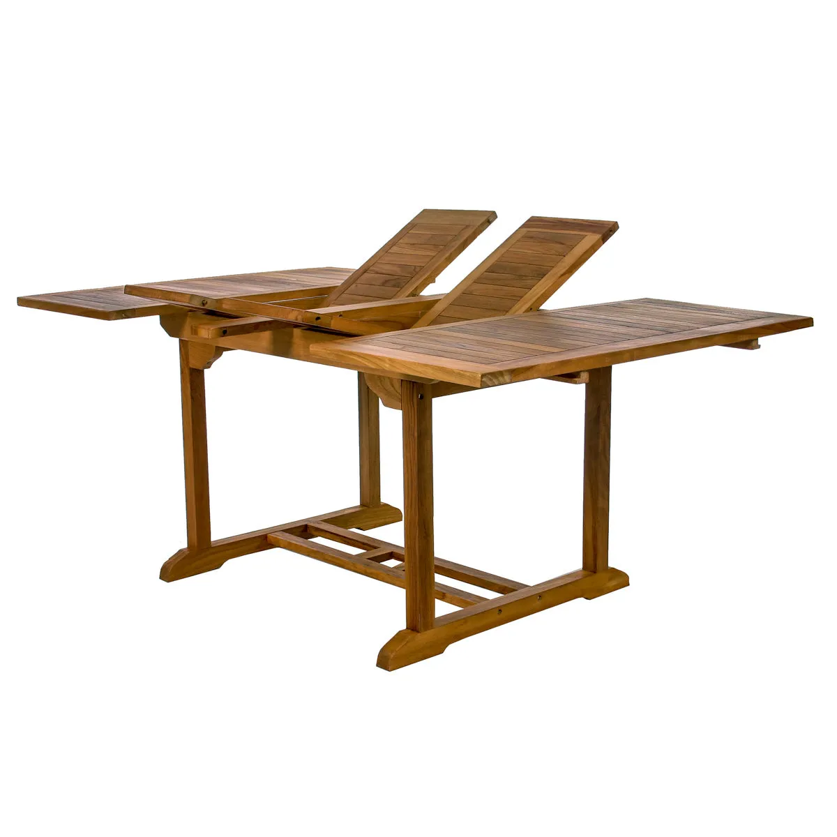 Teak 9-Piece Butterfly Dining Set, Table Extends 50"/75", Seats 6- 8 People & Includes Folding Chairs.