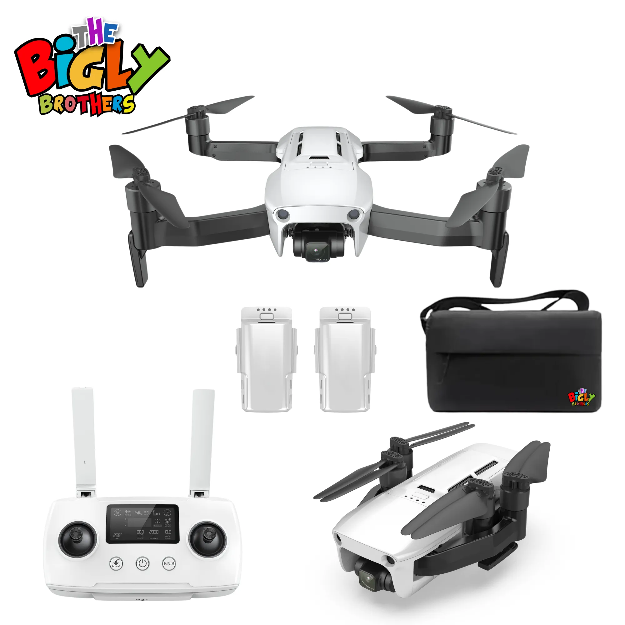 The Bigly Brothers Ace 2 Pro Sky Voyager Intrepid Class GPS Drone, 20MP Camera, 90-Mins Flight, 16km Range, Ultra-Stable 3-Axis Gimbal, Level 8 Wind Resistance, Waterproof/Snowproof, Heavy Duty Professional Grade Drone