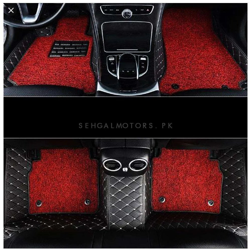 Toyota Prado 9D Floor Mats Mix Thread Black With Red Grass 4PC - Model 2009-2021