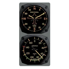 Trintec - Vintage Directional Gyro/Airspeed Clock & Thermometer Set - C | 9062V/9061VC