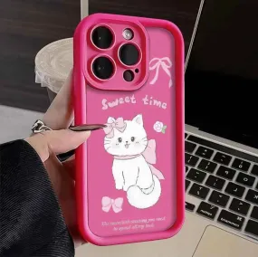 TSP127 Cute Phone Cases For iPhone 14, 13, 12, 11, 15 Pro Max, XS, XR, X, 8, 7 Plus, SE2, 14Pro, and 15Pro - Sweet Cat Pattern