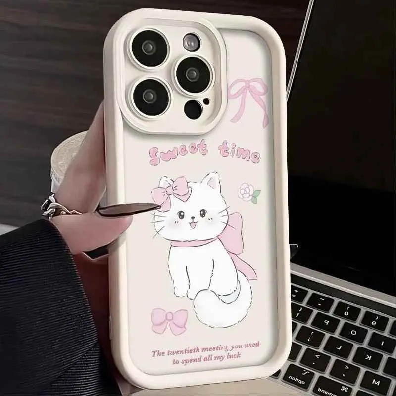 TSP127 Cute Phone Cases For iPhone 14, 13, 12, 11, 15 Pro Max, XS, XR, X, 8, 7 Plus, SE2, 14Pro, and 15Pro - Sweet Cat Pattern