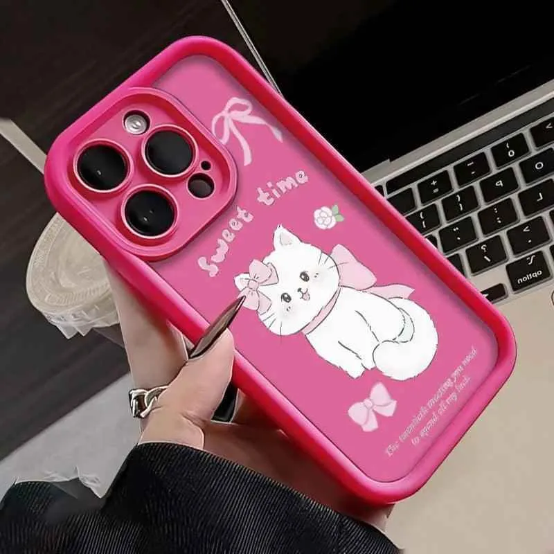 TSP127 Cute Phone Cases For iPhone 14, 13, 12, 11, 15 Pro Max, XS, XR, X, 8, 7 Plus, SE2, 14Pro, and 15Pro - Sweet Cat Pattern