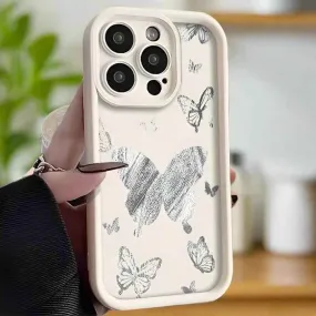 TSP191 Cute Phone Cases For iPhone 15, 14, 13, 12, 11 Pro Max, XS, XR, X, 8, 7 Plus, SE2, 14Pro, and 15Pro - Butterfly Pattern