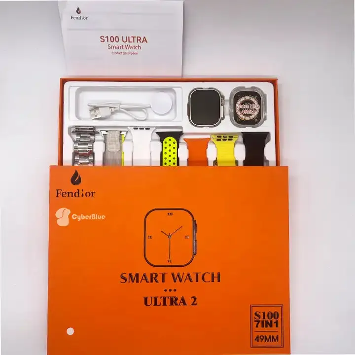 Ultra 7in1 Smartwatch With 7 Straps Box Gift | Wireless Charger Rolex Straps Ocean Straps Alpine Straps