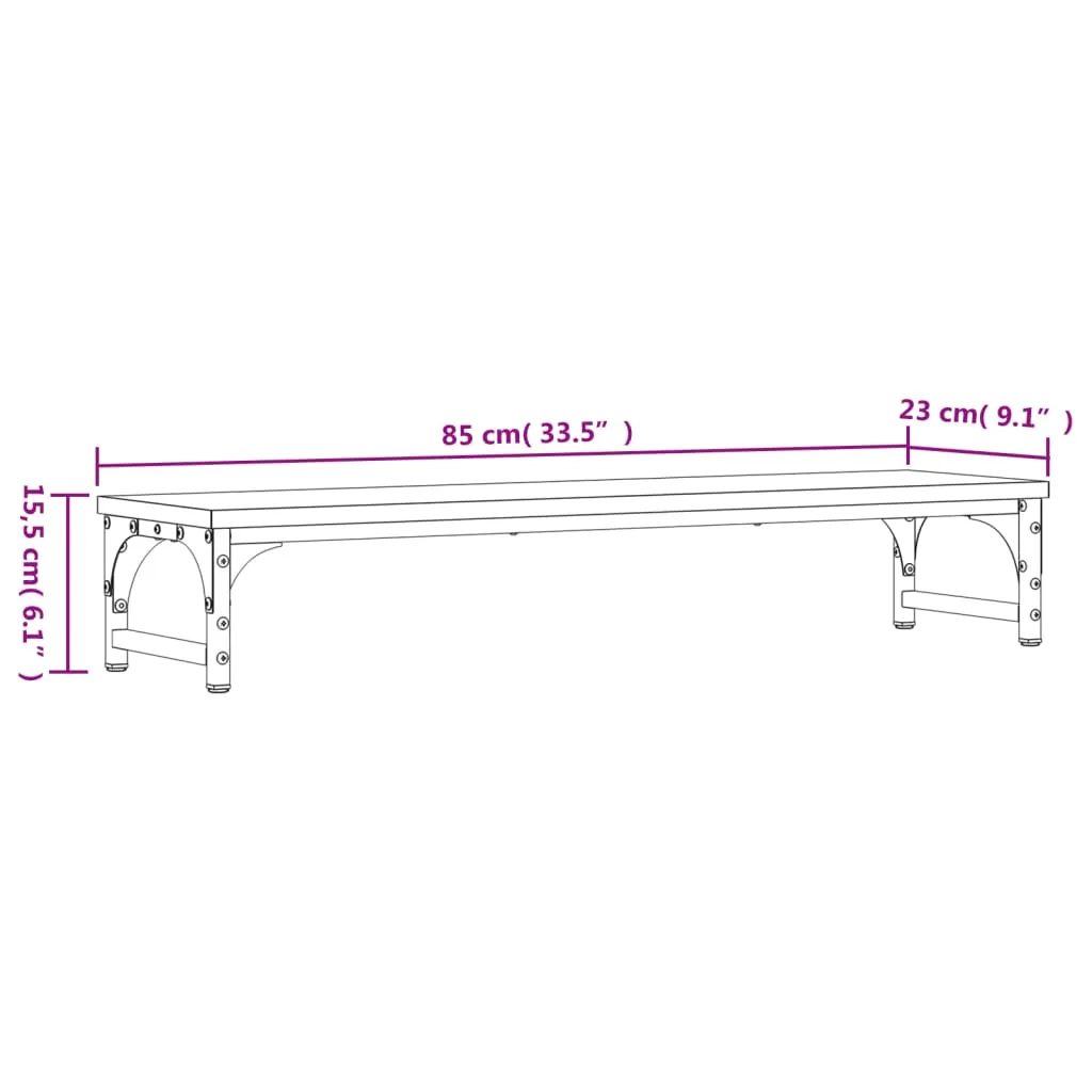 vidaXL Monitor Stand Smoked Oak 85x23x15.5 cm Engineered Wood