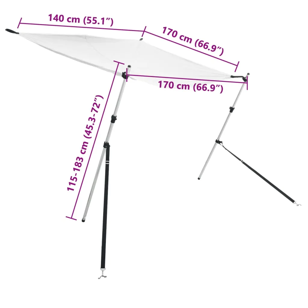 vidaXL T-Top Shade Extension White 170x170x(115-183) cm