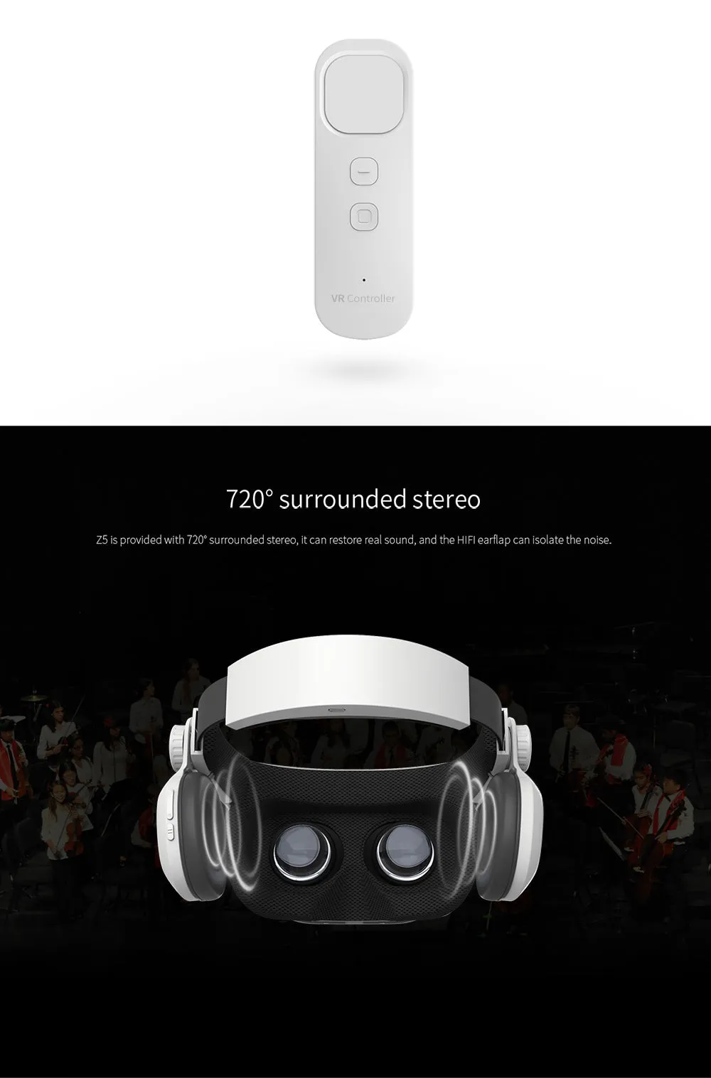 Virtual Reality 3D Glasses with 3D Headset and Daydream Remote Control