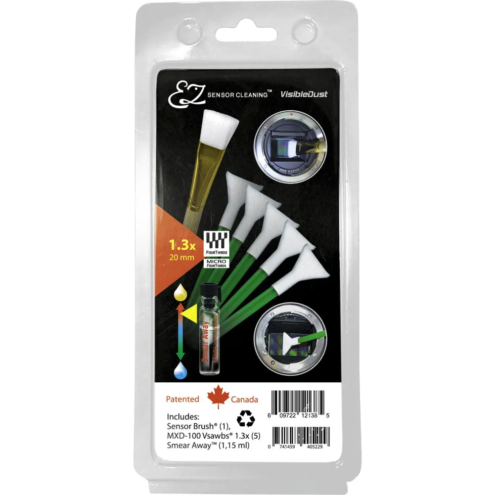 VisibleDust EZ Sensor Cleaning Kit Plus with Smear Away, 5x Green Vswabs and Sensor Brush