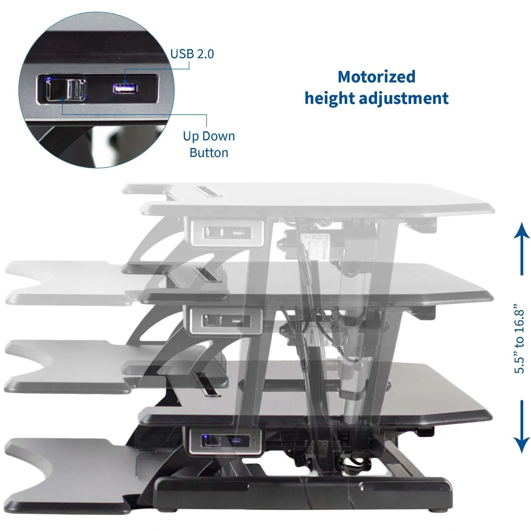 VIVO Black  31" Electric Height-Adjustable Standing Desk Converter, DESK-V000ME