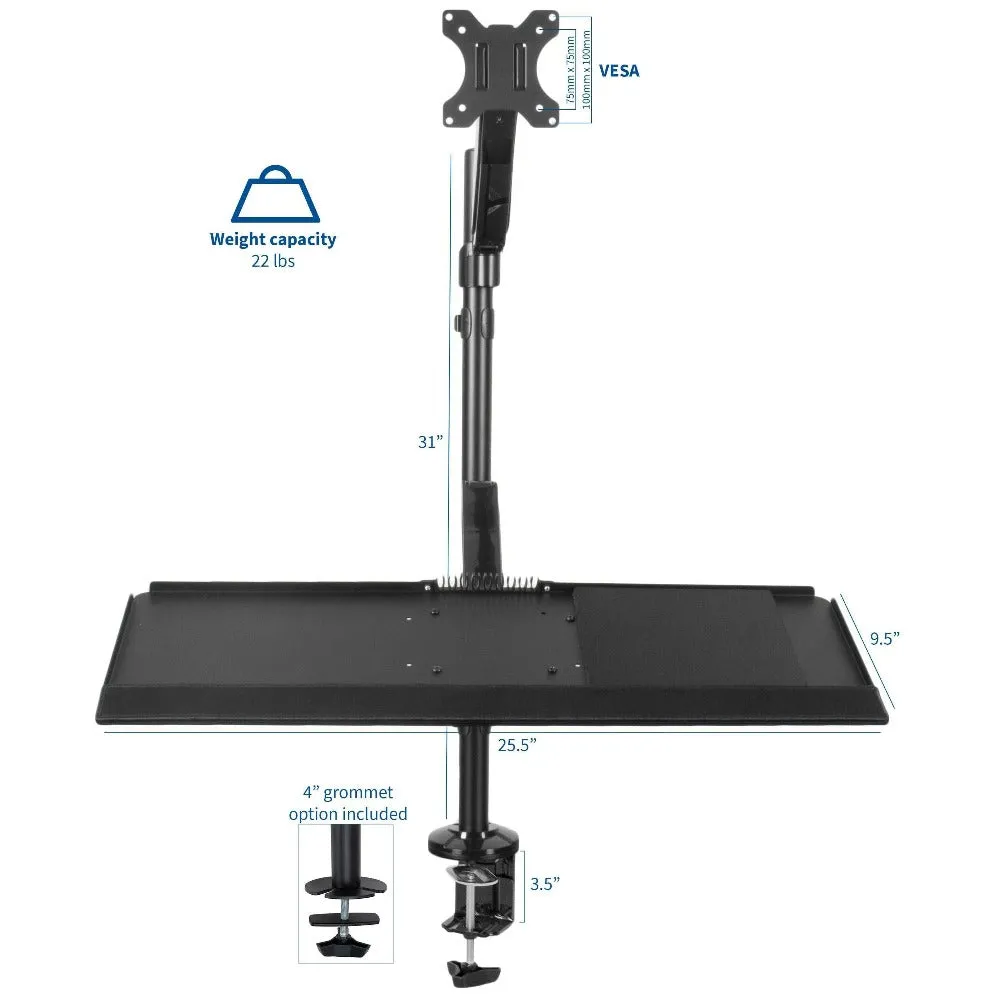 VIVO Sit-to-Stand Single Monitor Desk Mount Workstation, STAND-SIT1B