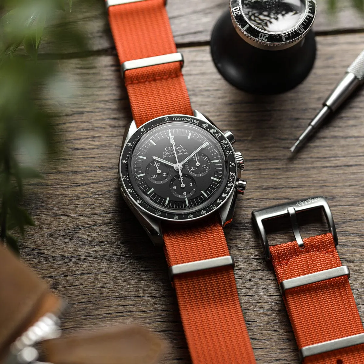 WatchGecko Ridge Military Nylon Watch Strap - Orange