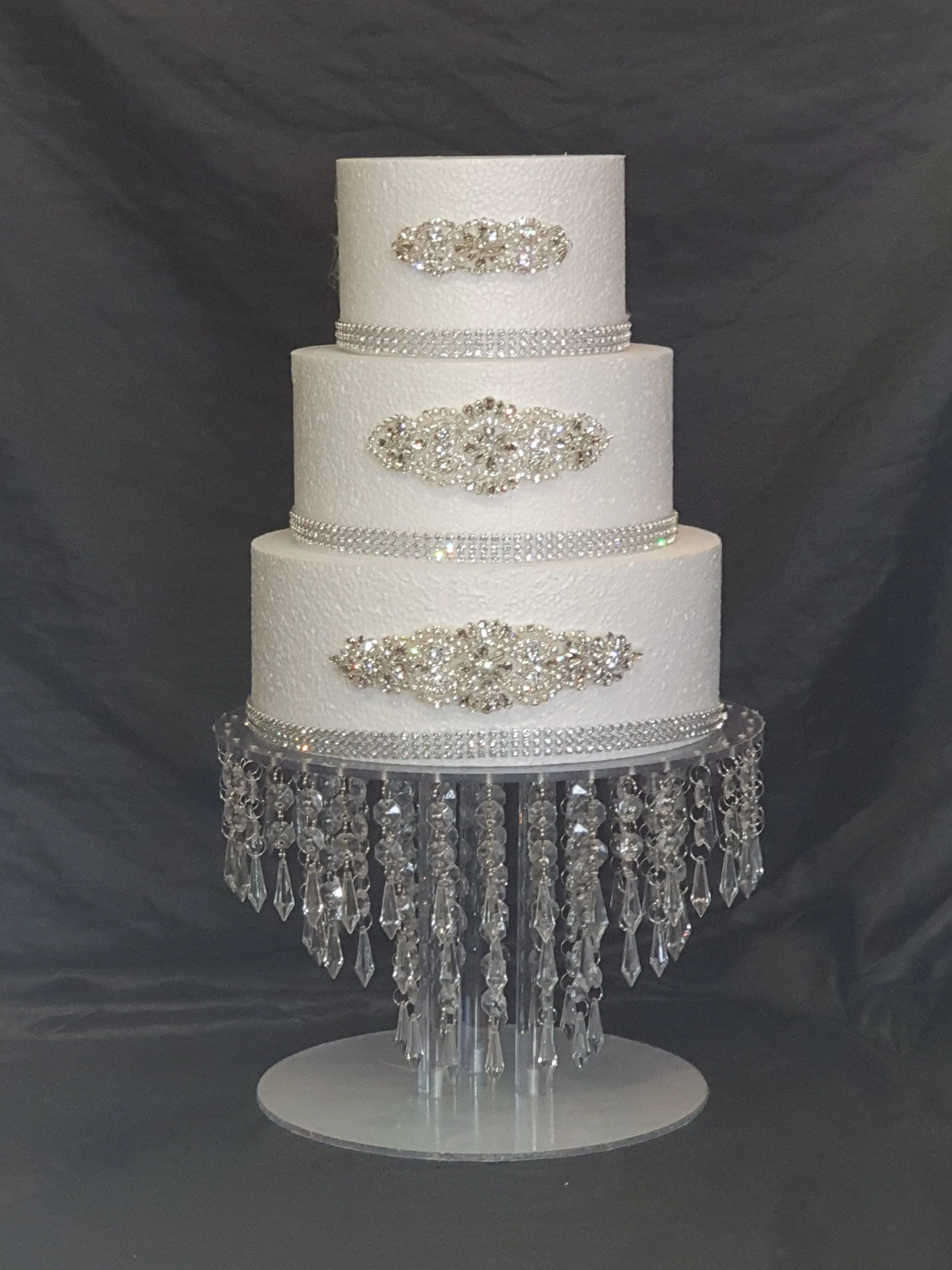 Wedding cake stand, Tiered style, real  crystal chandelier cake stand  LED