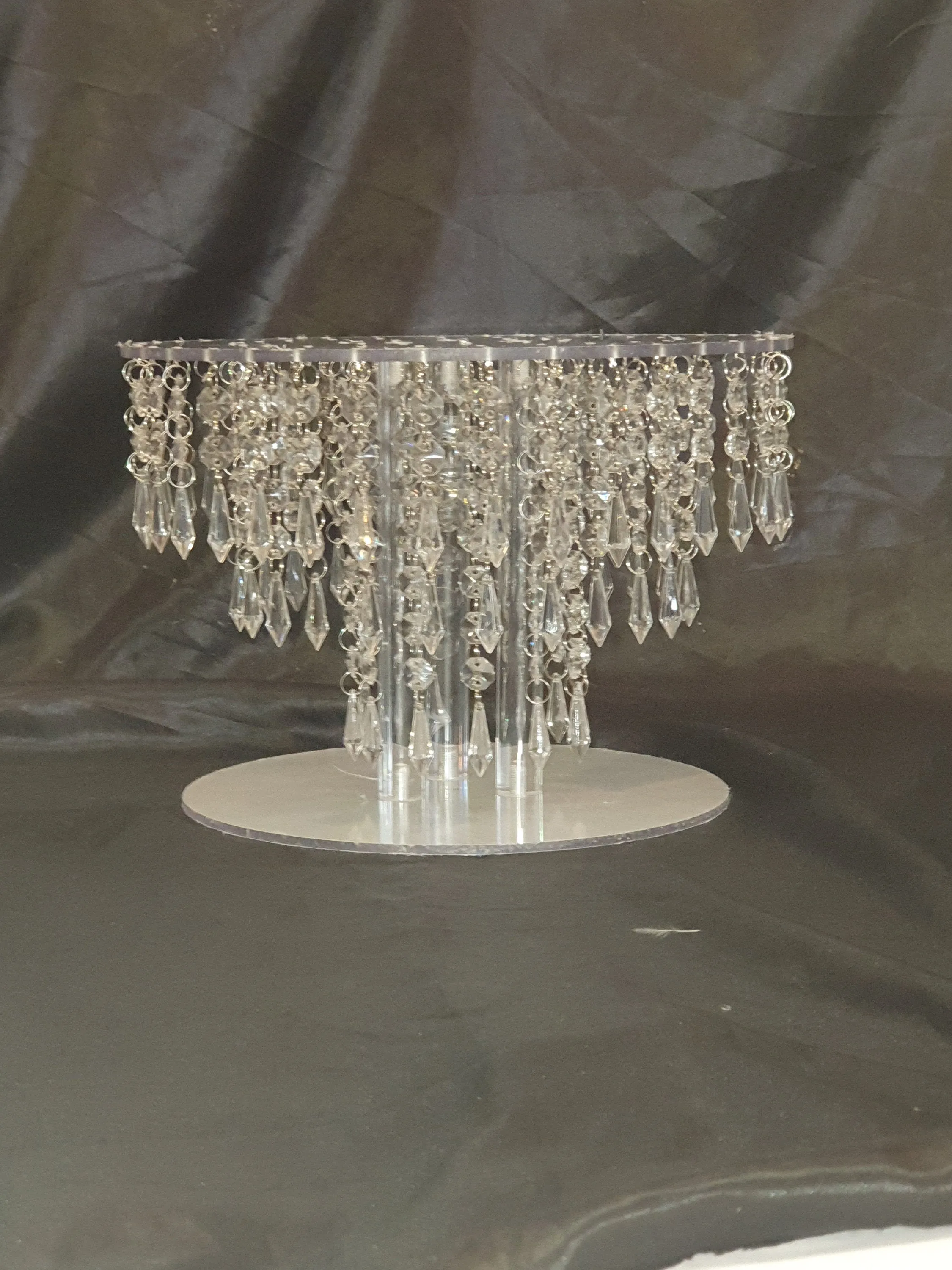 Wedding cake stand, Tiered style, real  crystal chandelier cake stand  LED