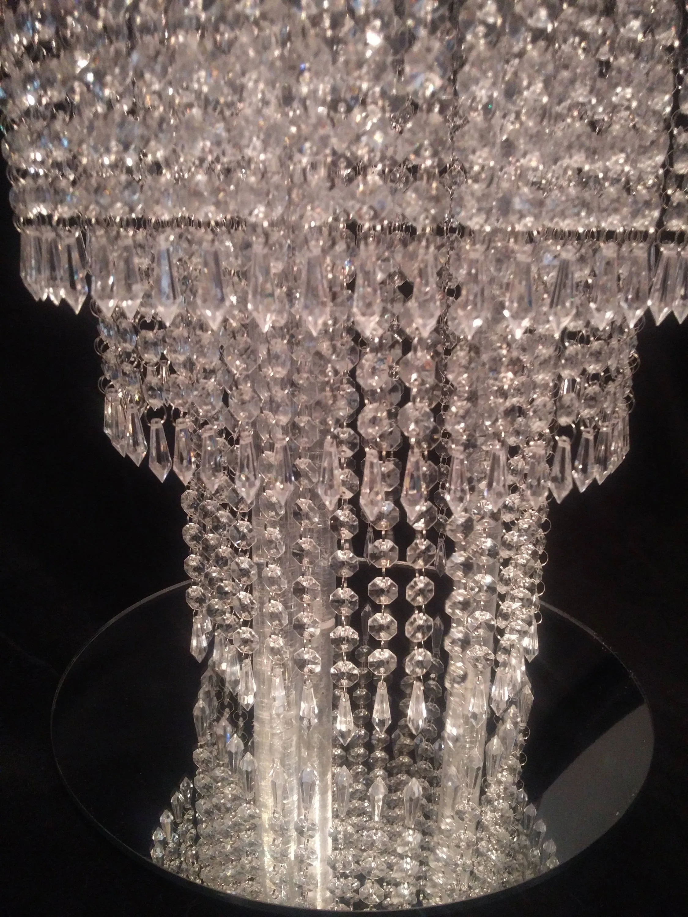 Wedding cake stand, Tiered style, real  crystal chandelier cake stand  LED