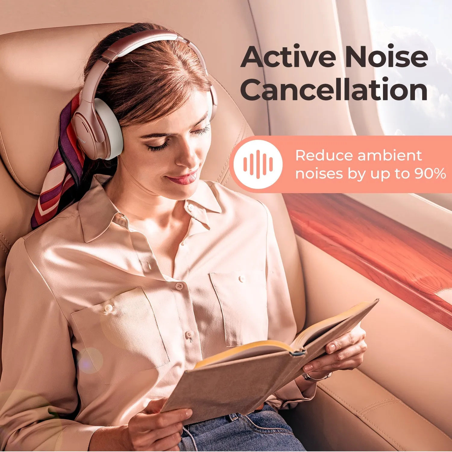 [wholesale: $24.6-$30.6/piece] EU / UK / US ONLY | Mpow H19 IPO Active Noise Cancelling Headphones (Rose)