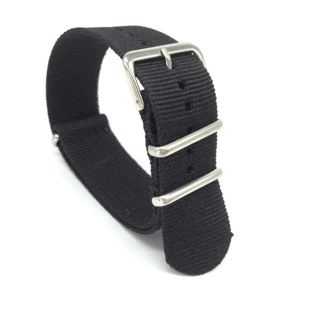 Wholesale Stripe Cambo Solid Black Watch 18 20 22 24mm Multi Color Army Military nato fabric Nylon watchbands Strap Band Buckle