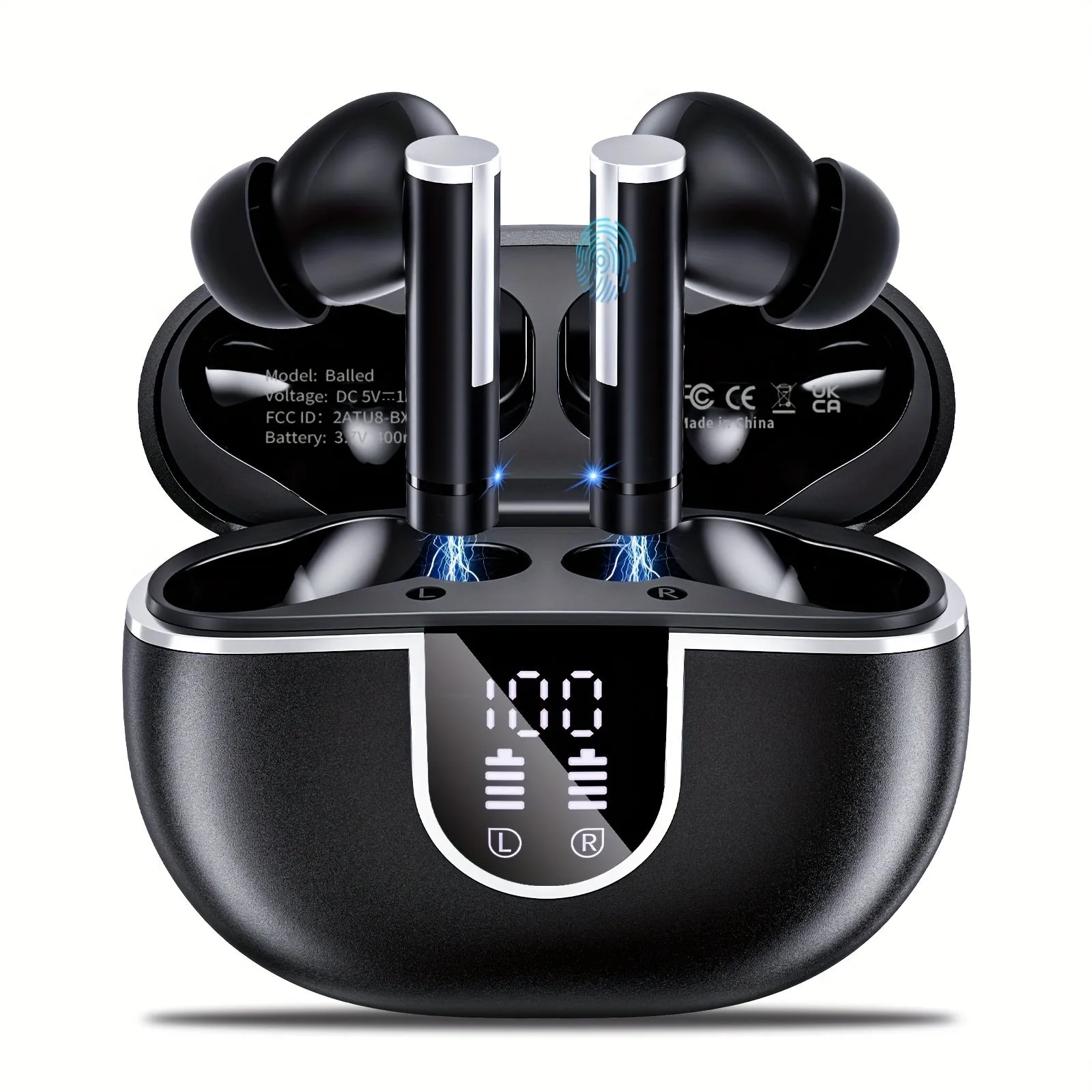 Wireless Earbuds With 40H Playtimes Charge Case, Wireless 5.3 Headphones, Deep Bass, Running Earphones With 4-Mic Clear Call, LED Display, In Ear Headphones For Work/Gym