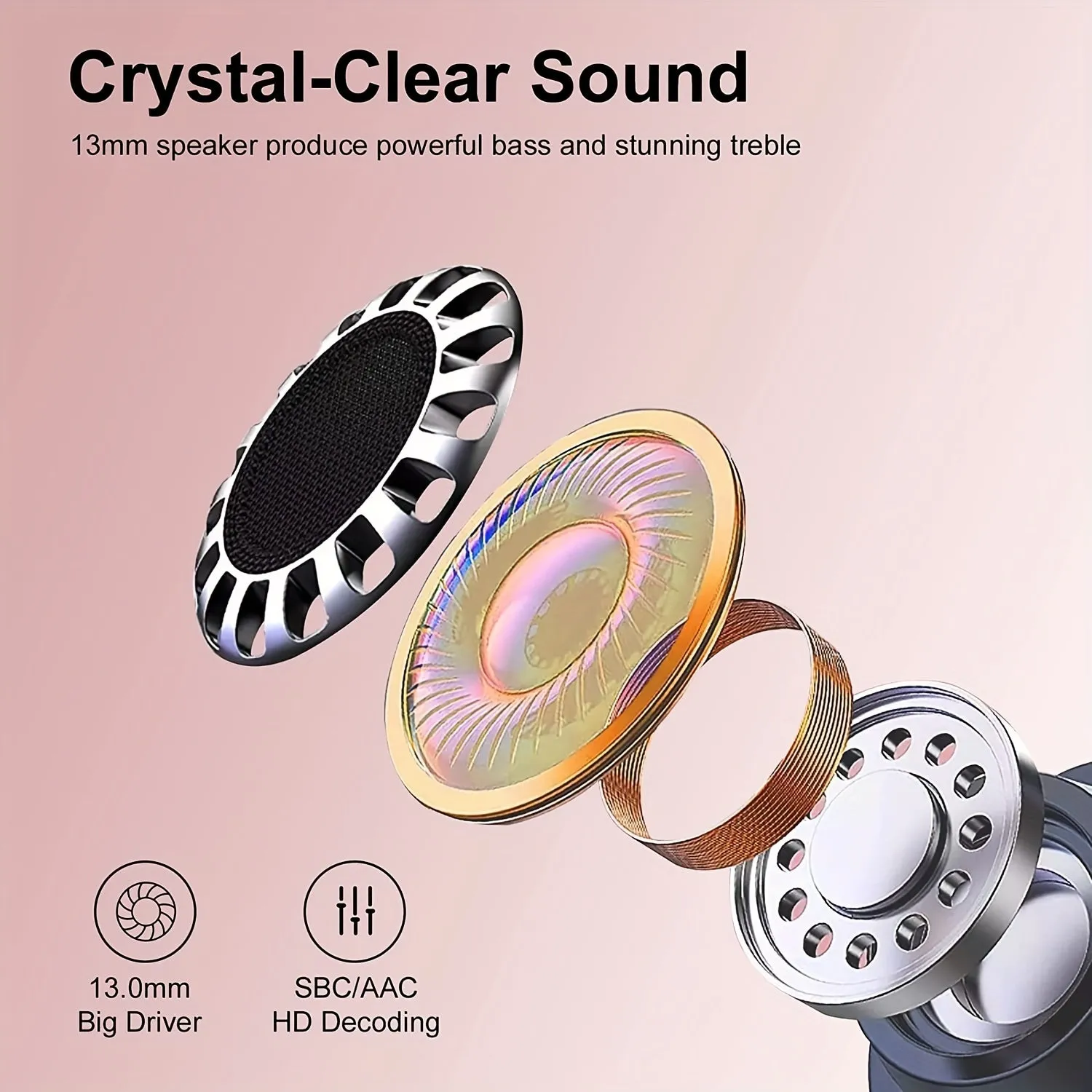 Wireless Earbuds With 40H Playtimes Charge Case, Wireless 5.3 Headphones, Deep Bass, Running Earphones With 4-Mic Clear Call, LED Display, In Ear Headphones For Work/Gym