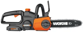 Worx WG322 Auto-Tension Chainsaw, Battery Included, 20 V, 10 in L Bar, 3/8 in Pitch :EA: QUANTITY: 1