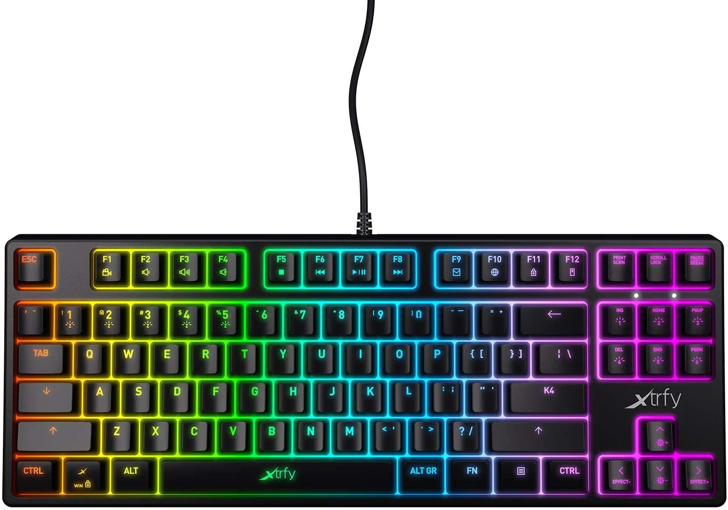 Xtrfy K4 RGB Tenkeyless, Compact Mechanical gaming keyboard with RGB, US (Black)