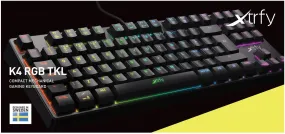 Xtrfy K4 RGB Tenkeyless, Compact Mechanical gaming keyboard with RGB, US (Black)