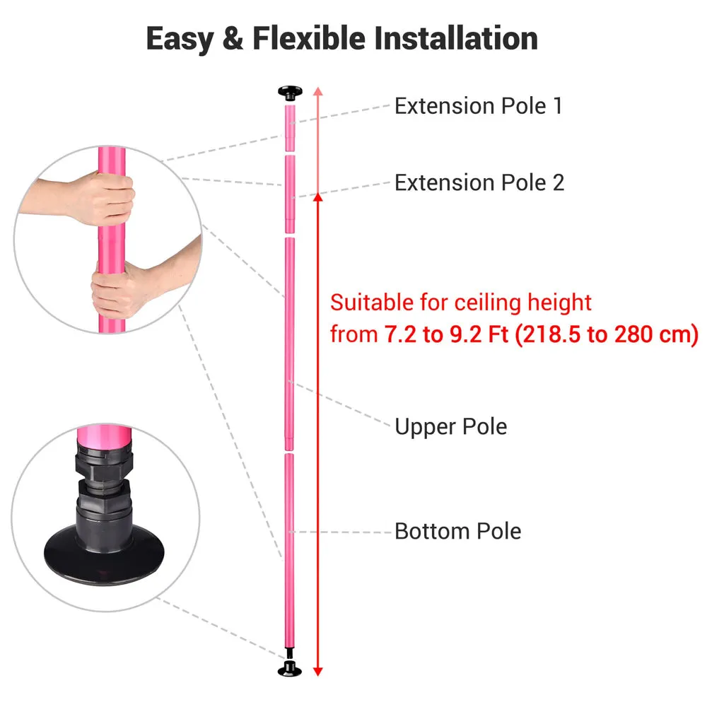 Yescom Home Fitness Dancing Pole Dance Pole Kit Pink