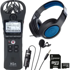 Zoom H1 Portable Handy Recorder with Samson SR350 Headphones   Boya BY-M1 Microphone Kit